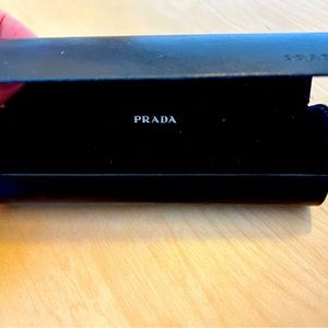Prada black leather eye glass case.